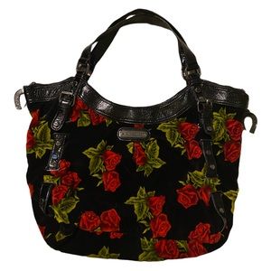 00’s Betsey Johnson velvet and faux patent leather shoulder bag